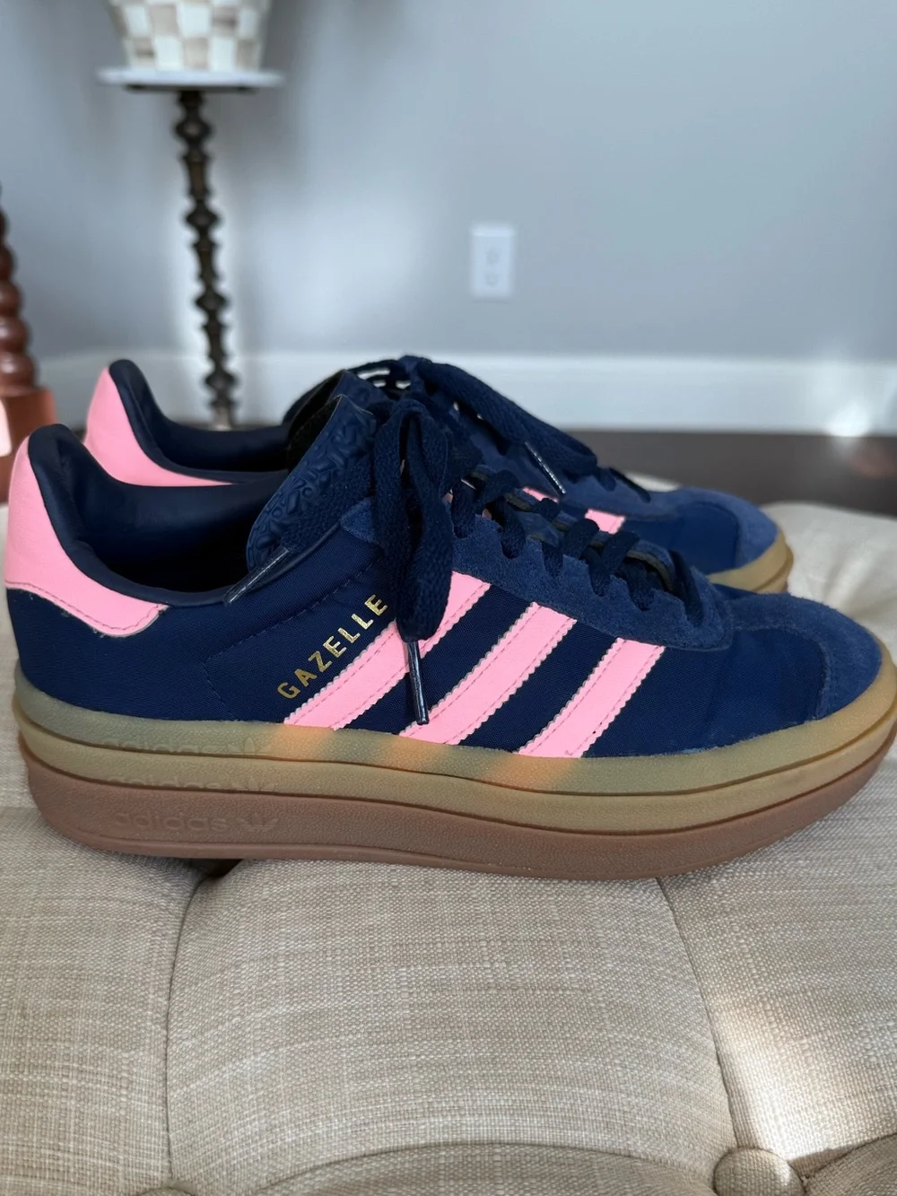 adidas Gazelle Bold Dark Blue/Pink Spark Sneakers